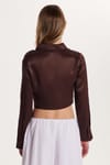 Kadın Slim Fit Dar Kesim Uzun Kollu  Klasik Yaka Kahverengi Gömlek