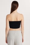 Kadın Slim Fit Dar Kesim Straplez Dikişsiz Siyah Crop Atlet