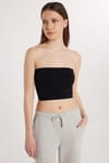 Kadın Slim Fit Dar Kesim Straplez Dikişsiz Siyah Crop Atlet