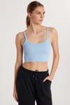 Kadın Slim Fit Kare Yaka Düz Basic Mavi Atlet