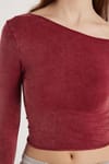Kadın Slim Fit Dar Kesim Omuz Detaylı Bordo Bluz