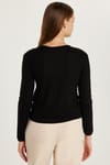 Kadın Slim Fit Dar Kesim Bağlamalı Uzun Kollu V Yaka Siyah Hırka