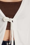 Kadın Slim Fit Dar Kesim Bağlamalı Uzun Kollu V Yaka Ekru Hırka