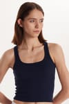 Kadın Slim Fit Dar Kesim İnce Askılı U Yaka Lacivert Atlet