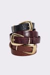 Kadın 2.5 cm 3'lü Set Siyah-Bordo-Kahverengi Kemer