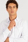 Klasik Fit Uzun Kol Garnili Pamuk Keten Cepli Erkek Gömlek