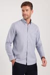 Erkek Regular Fit Klasik Kesim Oxford Doku Yaka Düğmeli Cepli Nakışlı Gömlek