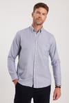 Erkek Regular Fit Klasik Kesim Oxford Doku Yaka Düğmeli Cepli Nakışlı Gömlek