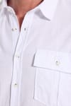 Erkek Regular Fit Klasik Kesim Oversize %100 Pamuk Keten Doku Çift Cep Beyaz Gömlek
