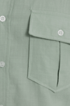 Erkek Regular Fit Klasik Kesim Oversize %100 Pamuk Keten Doku Çift Cep Yeşil Gömlek