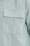 Erkek Regular Fit Klasik Kesim Oversize %100 Pamuk Keten Doku Çift Cep Yeşil Gömlek