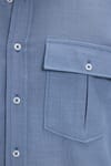 Erkek Regular Fit Klasik Kesim Oversize %100 Pamuk Keten Doku Çift Cep İndigo Gömlek