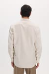 Erkek Regular Fit Klasik Kesim Oversize %100 Pamuk Keten Doku Çift Cep Bej Gömlek