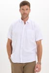 Erkek Regular Fit Klasik Kesim Oversize %100 Pamuk Keten Doku Cepli Beyaz Gömlek