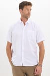 Erkek Regular Fit Klasik Kesim Oversize %100 Pamuk Keten Doku Cepli Beyaz Gömlek