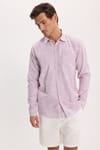 Erkek Regular Fit Klasik Kesim Oversize %100 Pamuk Keten Doku Bordo Gömlek