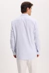 Erkek Regular Fit Klasik Kesim Oversize %100 Pamuk Keten Doku Mavi Gömlek