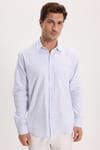 Erkek Regular Fit Klasik Kesim Oversize %100 Pamuk Keten Doku Mavi Gömlek
