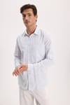 Erkek Regular Fit Klasik Kesim Oversize %100 Pamuk Keten Doku Yeşil Gömlek