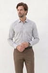 Erkek Regular Fit Klasik Kesim Oversize %100 Pamuk Keten Doku Gri Gömlek