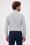 Erkek Regular Fit Klasik Kesim Oversize %100 Pamuk Keten Doku Gri Gömlek