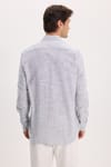 Erkek Regular Fit Klasik Kesim Oversize %100 Pamuk Keten Doku Gri Gömlek