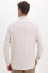 Erkek Regular Fit Klasik Kesim Oversize %100 Pamuk Keten Doku Bej Gömlek