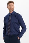 Regular Fit Lacivert Non-Iron %100 Pamuk Doğa Dostu Ekoteks Belgeli  Gömlek