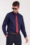 Regular Fit Lacivert Non-Iron %100 Pamuk Doğa Dostu Ekoteks Belgeli Ütü Gerektirmez Gömlek