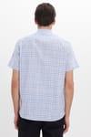 Erkek Regular Fit Klasik Kesim Oversize %100 Pamuk Keten Doku Tek Cep Kareli Düğmeli Yaka Gömlek