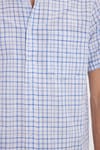 Erkek Regular Fit Klasik Kesim Oversize %100 Pamuk Keten Doku Tek Cep Kareli Düğmeli Yaka Gömlek