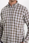 Erkek Regular Fit Klasik Kesim Oversize %100 Pamuk Keten Doku Tek Cep Kareli Düğmeli Yaka Gömlek