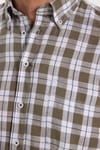 Erkek Regular Fit Klasik Kesim Oversize %100 Pamuk Keten Doku Tek Cep Kareli Düğmeli Yaka Gömlek