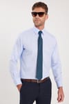 Regular Fit Mavi Non-Iron %100 Pamuk Doğa Dostu Ekoteks Belgeli Ütü Gerektirmez Gömlek