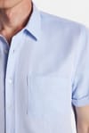 Erkek Regular Fit Klasik Kesim Pamuklu Tek Cepli Armürlü Kısa Kollu Gömlek