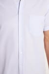 Erkek Regular Fit Klasik Kesim Kısa Kollu Pamuklu Tek Cepli Armürlü Açık Mavi Gömlek