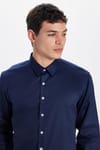 Erkek Regular Fit Klasik Kesim Lacivert Non-Iron Pamuklu Doğa Dostu Belgeli Ütü Gerektirmez Gömlek