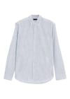 Erkek Regular Fit Klasik Kesim Oversize Uzun Kollu %100 Pamuk Keten Doku Tek Cepli Çizgili Yeşil Gömlek