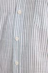 Erkek Regular Fit Klasik Kesim Oversize Uzun Kollu %100 Pamuk Keten Doku Tek Cepli Çizgili Yeşil Gömlek