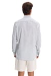 Erkek Regular Fit Klasik Kesim Oversize Uzun Kollu %100 Pamuk Keten Doku Tek Cepli Çizgili Yeşil Gömlek
