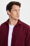 Erkek Regular Fit Klasik Kesim Düz Cepli Koyu Bordo Oduncu Gömlek