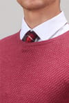 Slim Fit Dar Kesim Bisiklet Yaka Petek Desenli Erkek Kazak