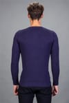 Slim Fit Dar Kesim Bisiklet Yaka Petek Desenli Erkek Kazak