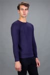 Slim Fit Dar Kesim Bisiklet Yaka Petek Desenli Erkek Kazak