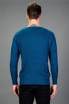 Slim Fit Dar Kesim Bisiklet Yaka Petek Desenli Erkek Kazak