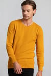 Slim Fit Dar Kesim Bisiklet Yaka Petek Desenli Erkek Kazak