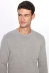 Erkek Slim Fit Bisiklet Yaka Petek Desenli Gri Triko Kazak