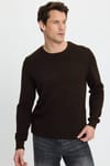 Slim Fit Bisiklet Yaka Petek Desenli Erkek Kazak