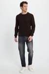 Slim Fit Bisiklet Yaka Petek Desenli Erkek Kazak