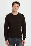Slim Fit Bisiklet Yaka Petek Desenli Erkek Kazak